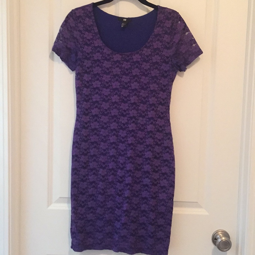 H&M Lace Dress Purple Short Sleeves Y2K Romantic Feminine Classy Women’s Small